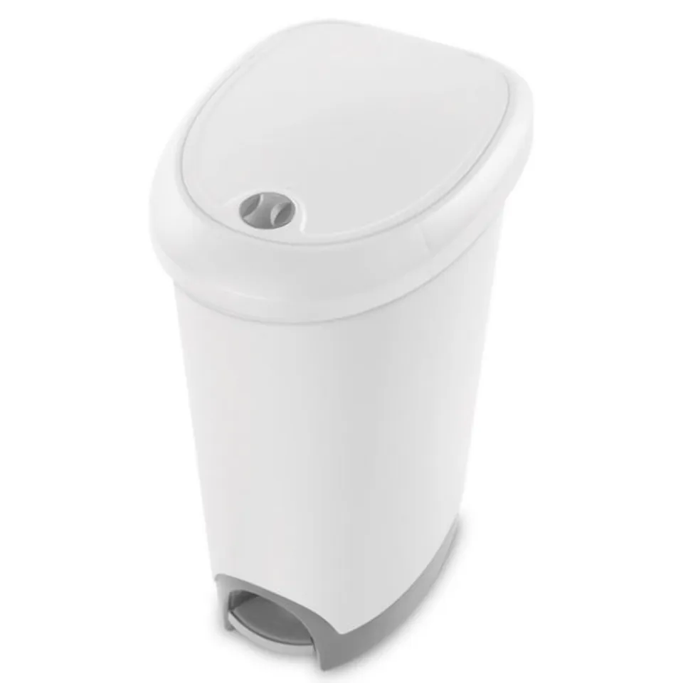 sterilite-12-6-gallon-locking-stepon-wastebasket-with-lid-2-pack-white image 1