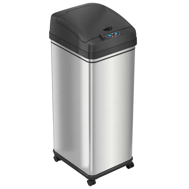 itouchless-13-gallon-stainless-steel-sensor-trash-can-with-wheels-and-absorbx-od image 1