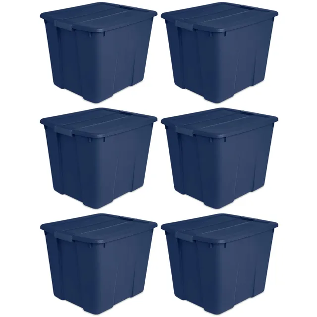 sterilite-20-gallon-stackable-plastic-storage-tote-with-latching-lid-marine-blue image 1