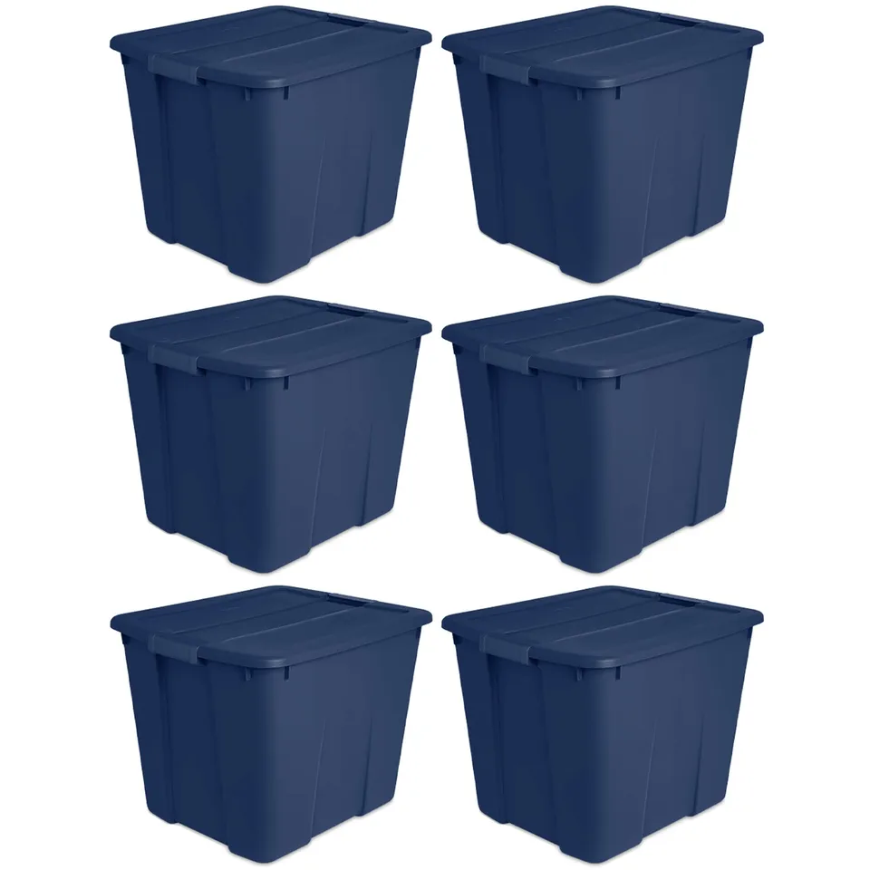 sterilite-20-gallon-stackable-plastic-storage-tote-with-latching-lid-marine-blue image 1