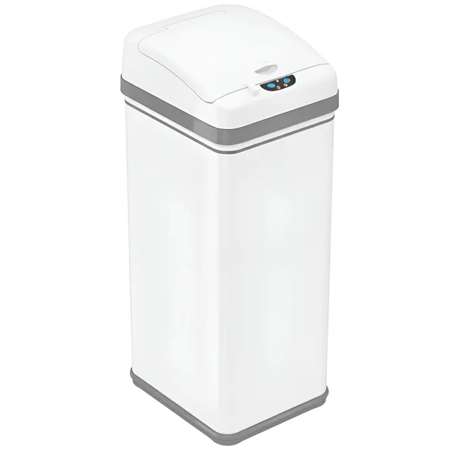 itouchless-50-liter-13-gallon-chalk-white-stainless-steel-sensor-kitchen-trash-c image 1
