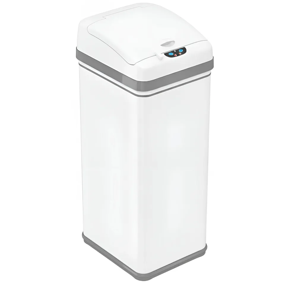 itouchless-50-liter-13-gallon-chalk-white-stainless-steel-sensor-kitchen-trash-c image 1