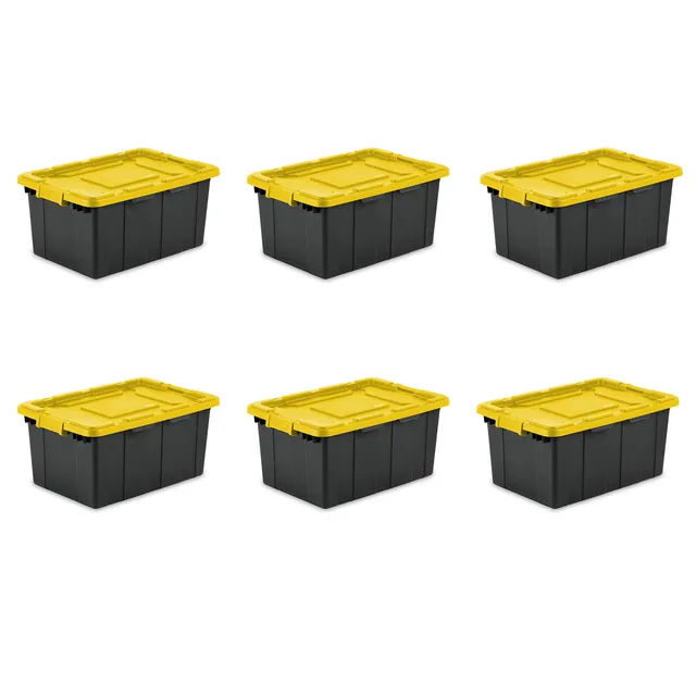 sterilite-15-gallon-industrial-tote-yellow-lily-6-pack-durable-plastic-storage-c image 1