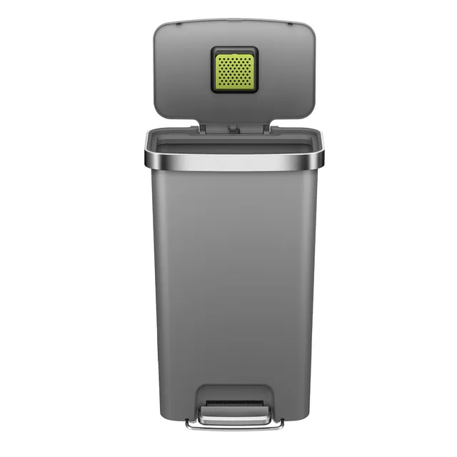 eko-hana-45l-11-9-gallon-plastic-resin-step-kitchen-trash-can-grey image 1