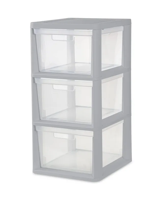 sterilite-3-drawer-storage-tower-with-clear-drawers-gray-1-pack image 1