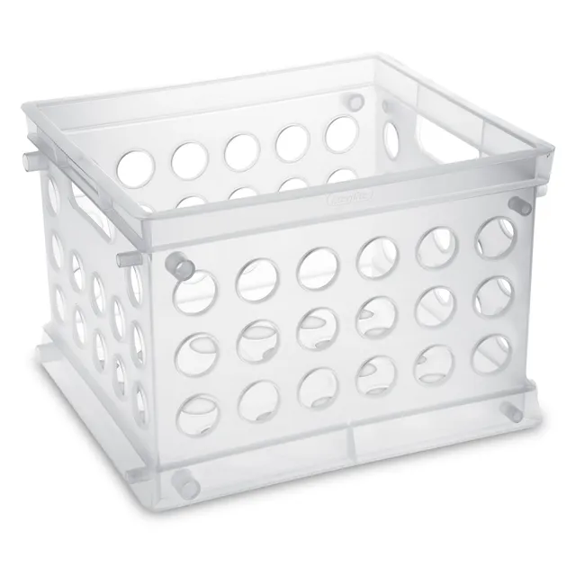 sterilite-mini-crate-stackable-plastic-storage-bin-with-handles-clear-12-pack image 1