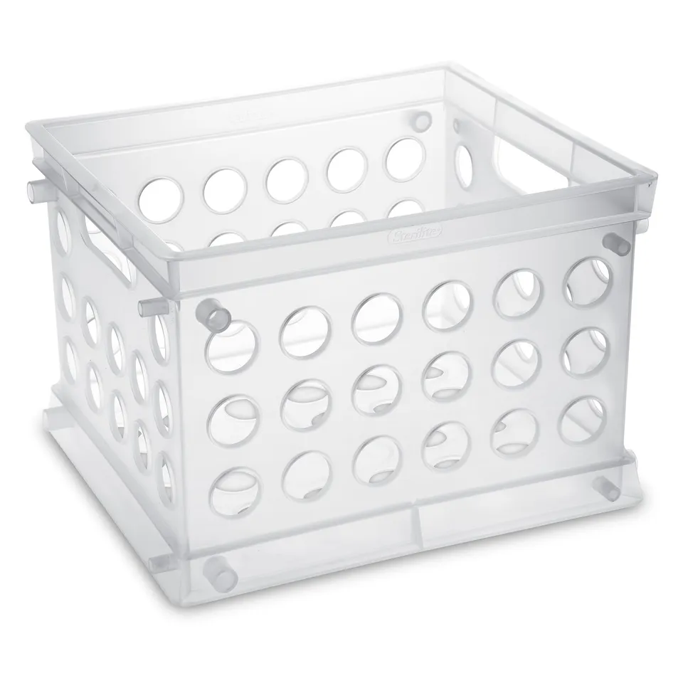 sterilite-mini-crate-stackable-plastic-storage-bin-with-handles-clear-12-pack image 1