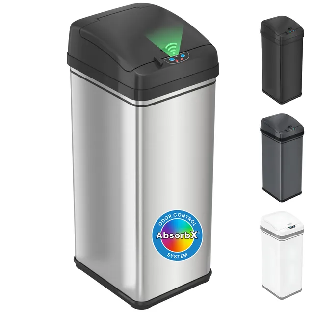 itouchless-13-gallon-sensor-trash-can-with-lid-pet-lock-odor-filter-patented-aut image 1