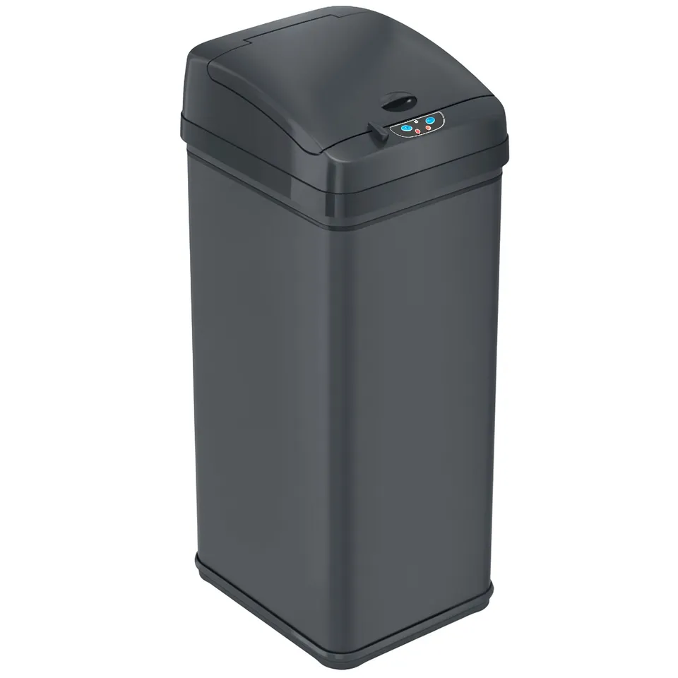 itouchless-13-gallon-gunmetal-gray-stainless-steel-sensor-kitchen-trash-can-with image 1