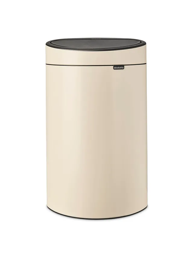brabantia-press-top-kitchen-trash-can-with-flat-back-soft-beige-10-6-gallon-40l- image 1