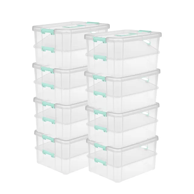 sterilite-8-pack-stack-carry-2-layer-handle-box-with-clear-base-and-color-latche image 1