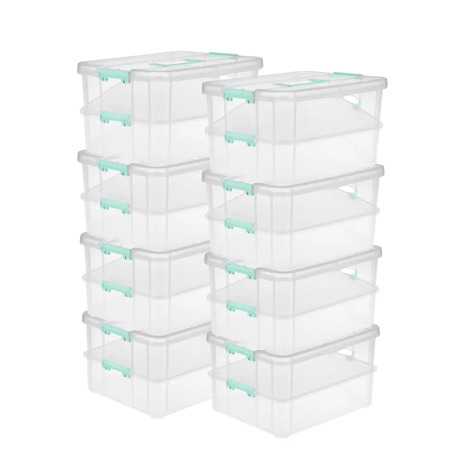 sterilite-8-pack-stack-carry-2-layer-handle-box-with-clear-base-and-color-latche image 1