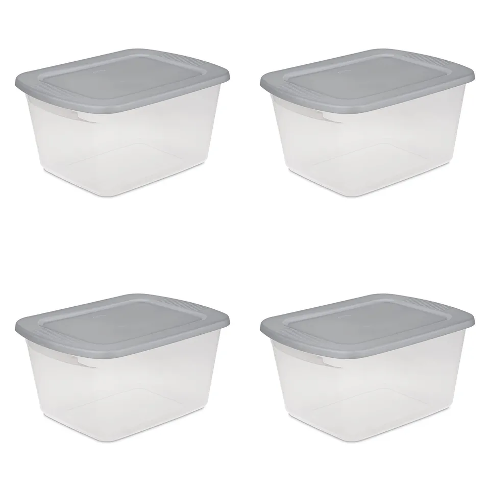 sterilite-60-qt-storage-box-set-with-clear-bases-and-gray-lids-stackable-plastic image 1