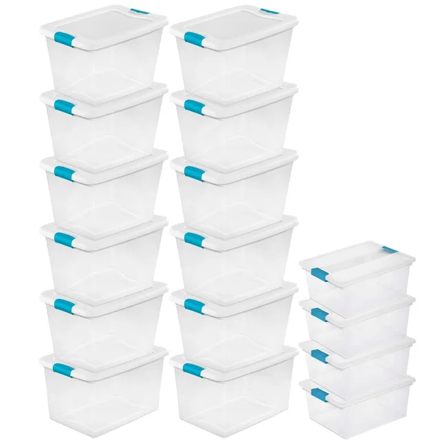 sterilite-12-pack-64-qt-latching-box-4-pack-deep-clip-box-16-clear-plastic-stora image 1