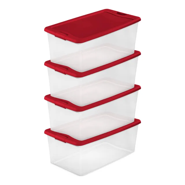 sterilite-106-quart-holiday-home-decor-stackable-organizer-storage-bin-clear-pla image 1
