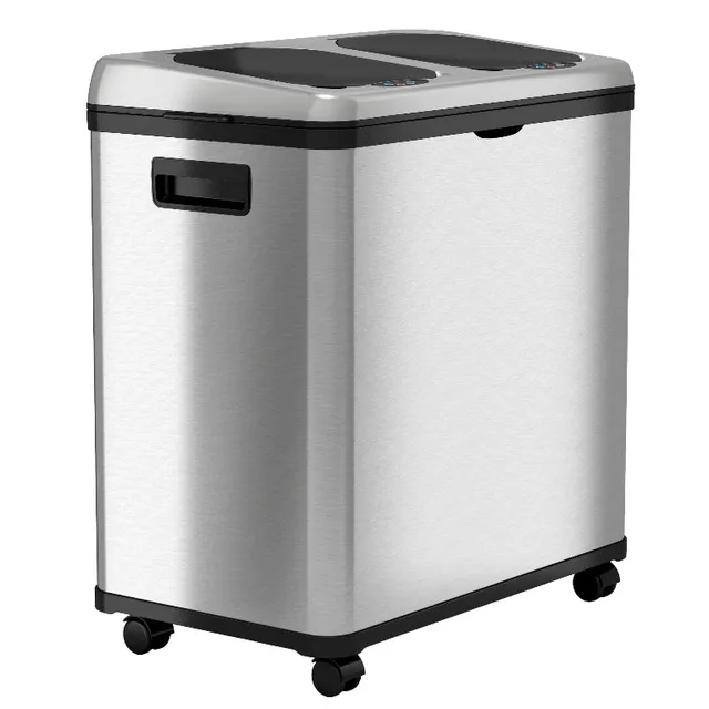 itouchless-16-gallon-61-liter-stainless-steel-dual-compartment-sensor-trash-can- image 1