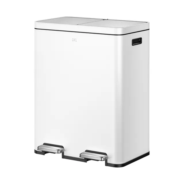 eko-edison-8-8-gal-dual-recycling-trash-can-with-removable-liners-matte-white image 1