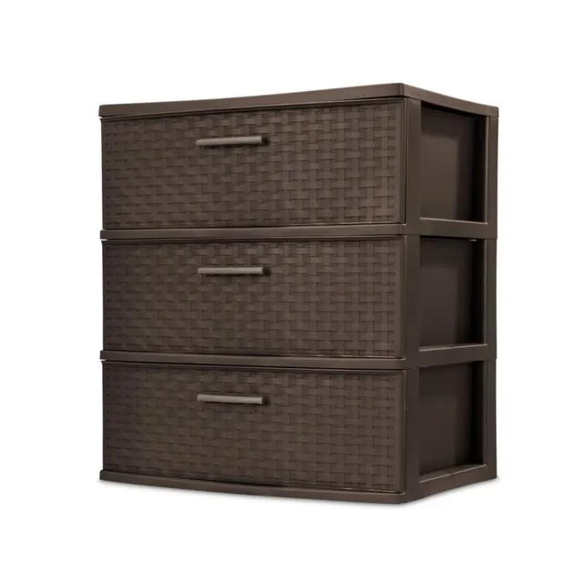 sterilite-25306p01-3-drawer-espresso-tower-wide-weave-organization-cart-for-visi image 1