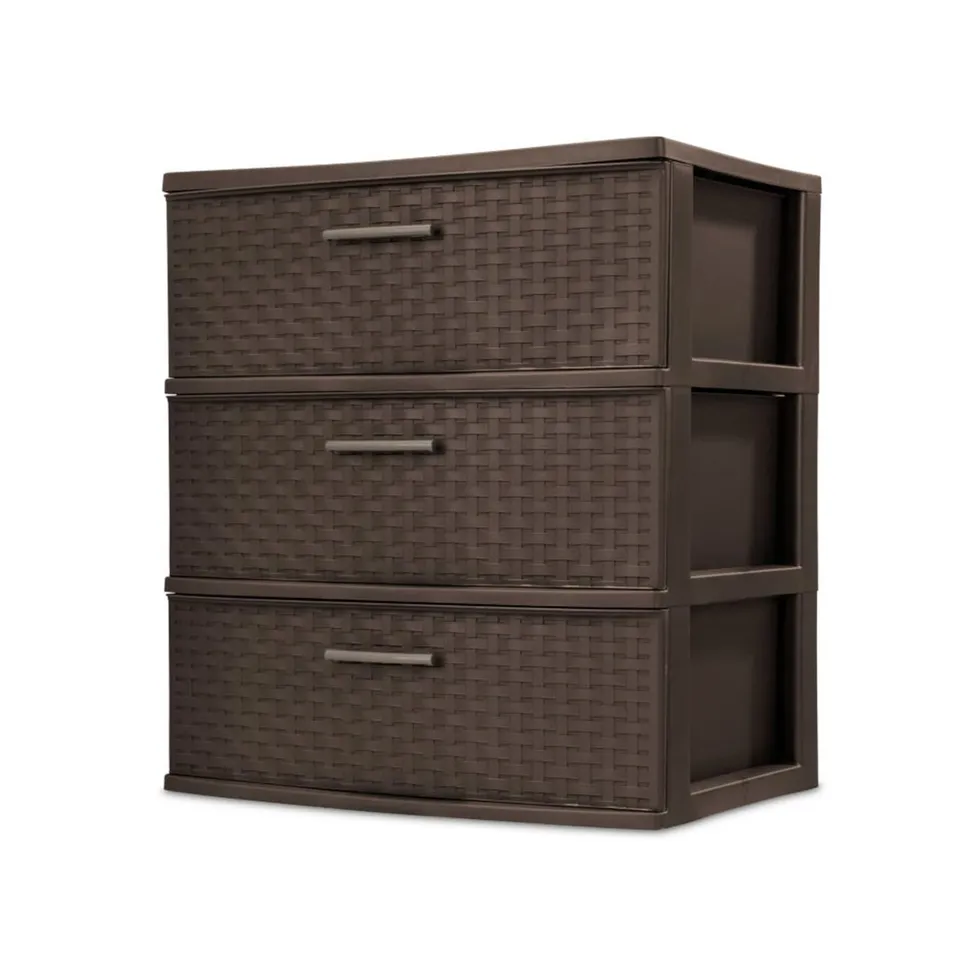 sterilite-25306p01-3-drawer-espresso-tower-wide-weave-organization-cart-for-visi image 1