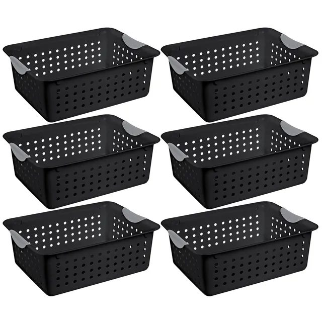 sterilite-medium-ultra-basket-black-6-pack image 1