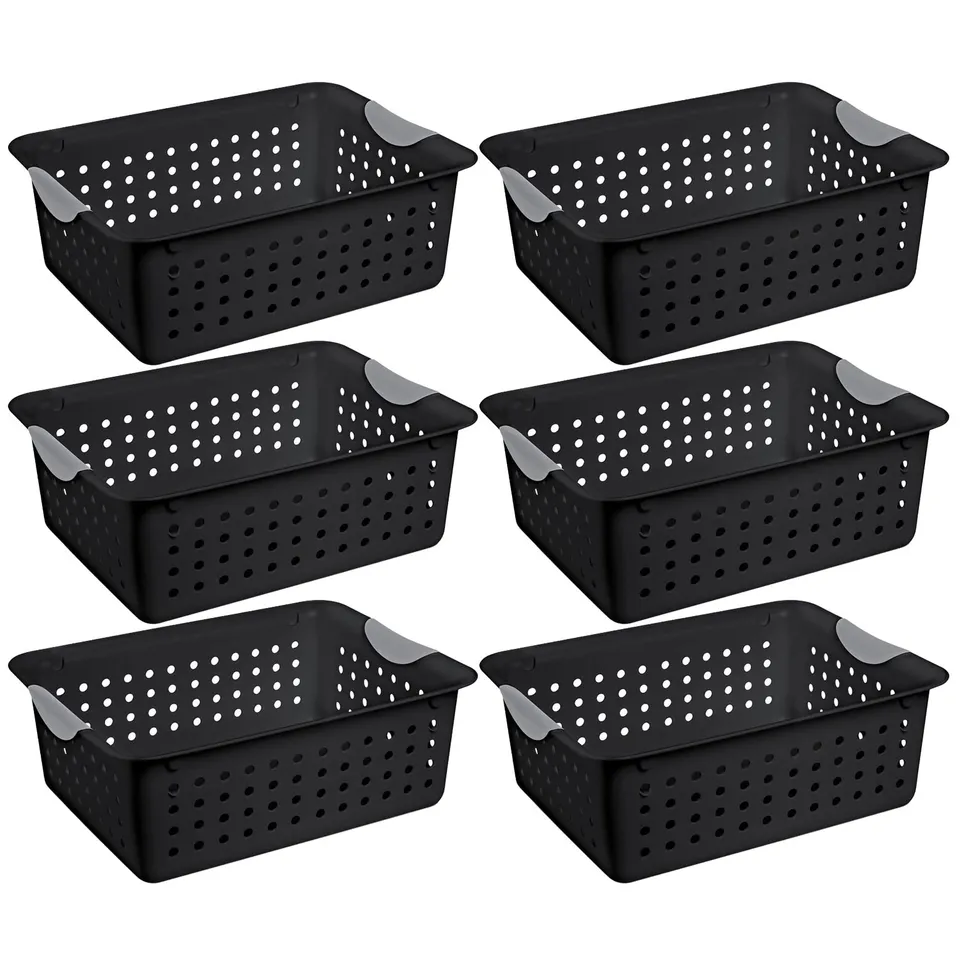 sterilite-medium-ultra-basket-black-6-pack image 1
