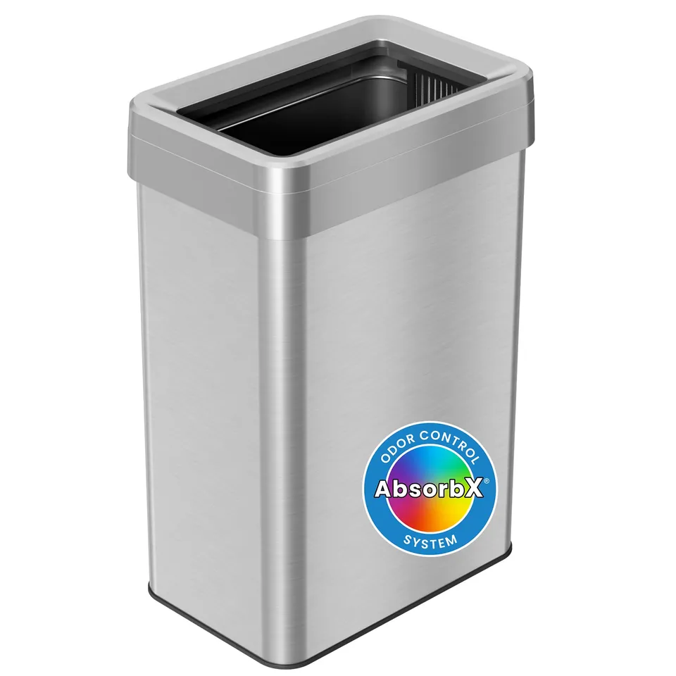 itouchless-16-gallon-open-top-kitchen-trash-can-recycling-bin-with-dual-odor-fil image 1