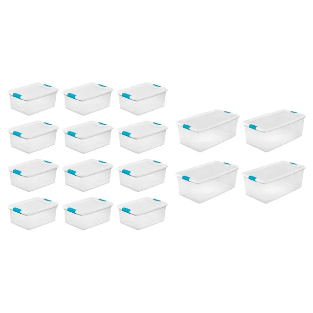 sterilite-1494-15qt-106qt-clear-latching-stacking-storage-box-combo-12-4-pack image 1