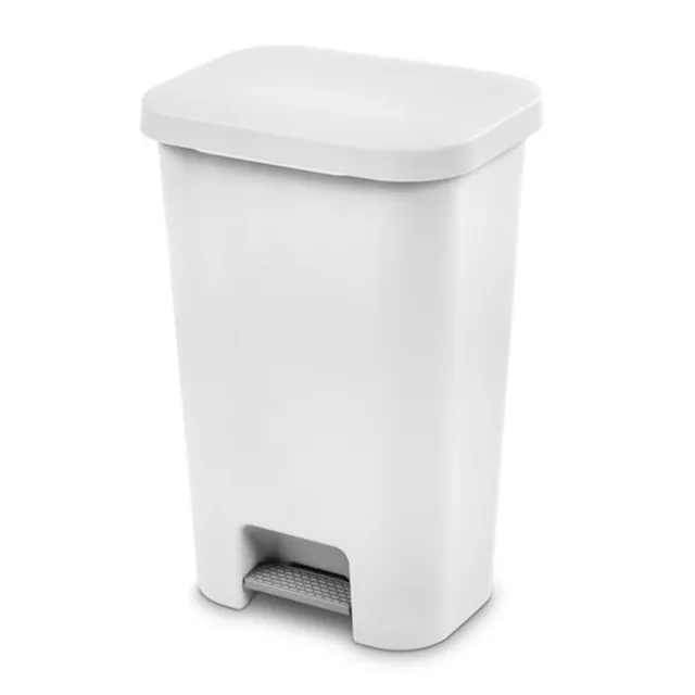 sterilite-11-9-gallon-stepon-wastebasket-with-lid-white-4-pack image 1