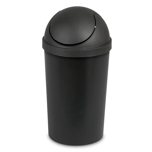 sterilite-3-gallon-round-swing-top-plastic-wastebasket-black-12-pack image 1