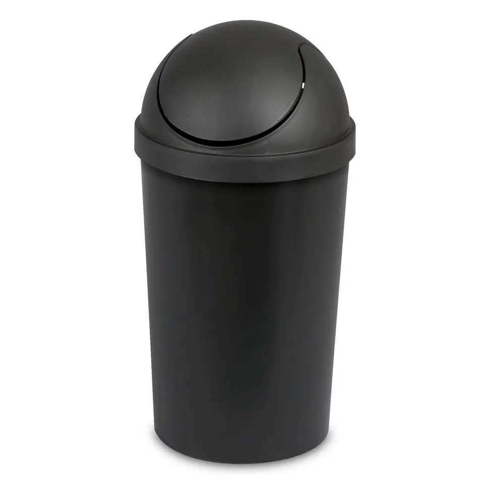 sterilite-3-gallon-round-swing-top-plastic-wastebasket-black-12-pack image 1