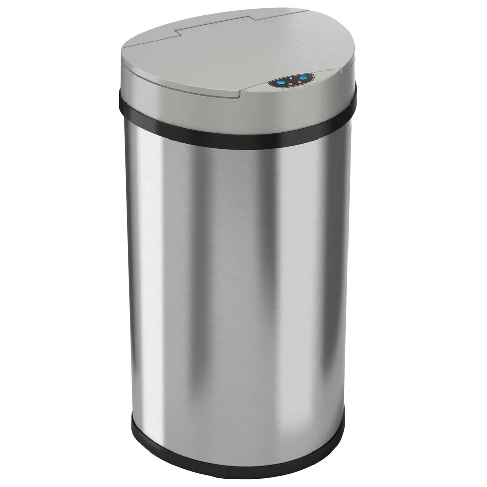 itouchless-13-gallon-50-liter-semi-round-stainless-steel-sensor-kitchen-trash-ca image 1