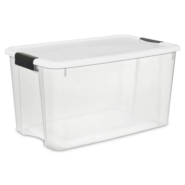 sterilite-70-quart-ultra-clear-plastic-stackable-storage-tote-with-latching-lid- image 1