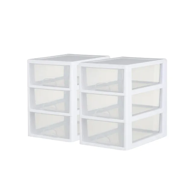 sterilite-6-pack-stacking-drawers-clear-storage-organizer-6-quart-each-white-fra image 1