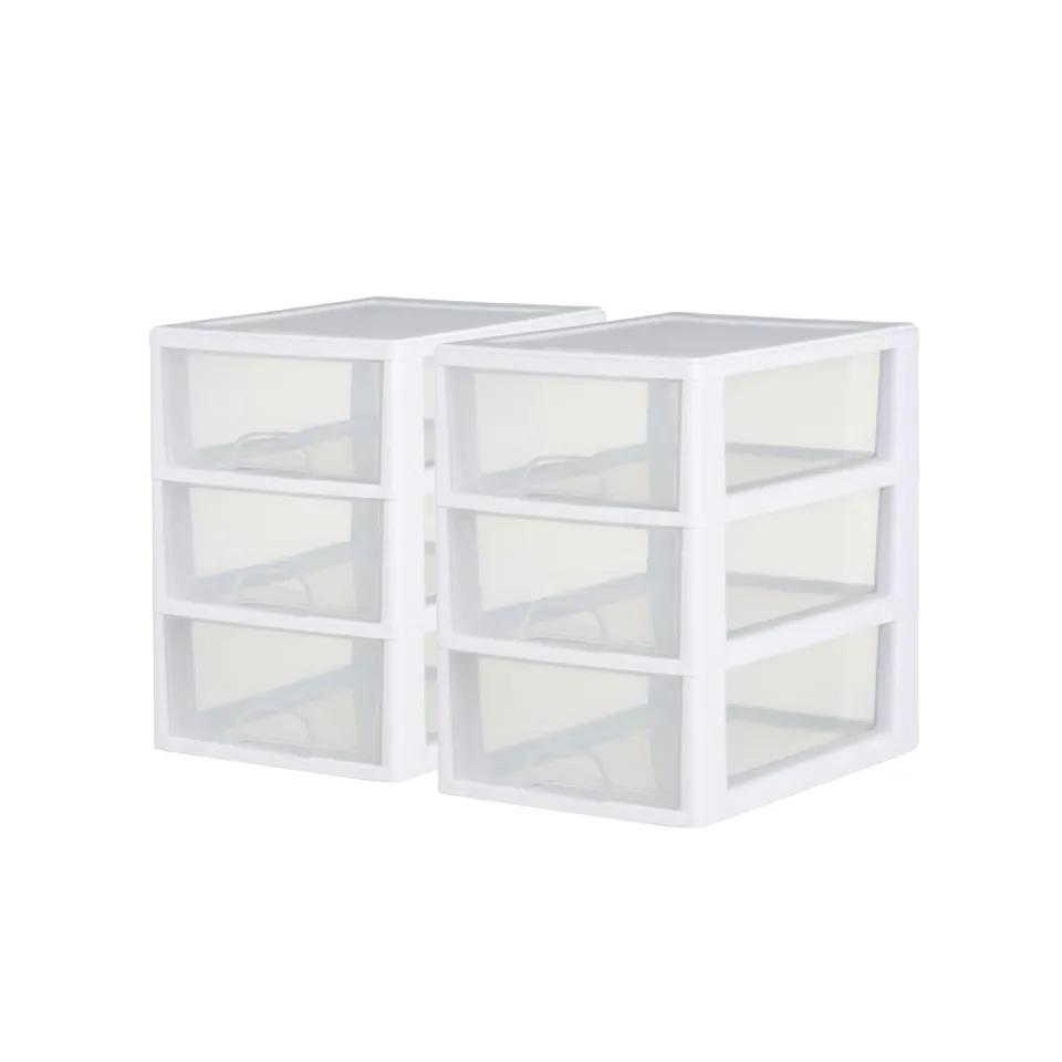 sterilite-6-pack-stacking-drawers-clear-storage-organizer-6-quart-each-white-fra image 1
