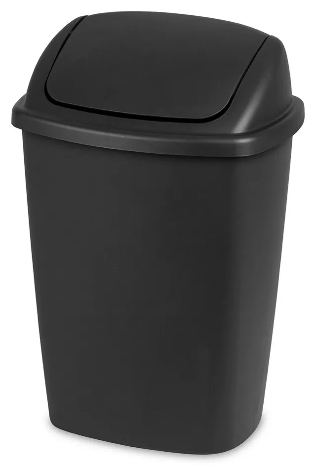 sterilite-10689006-7-5-gallon-swingtop-wastebasket-black-lid-and-base-6-pack image 1