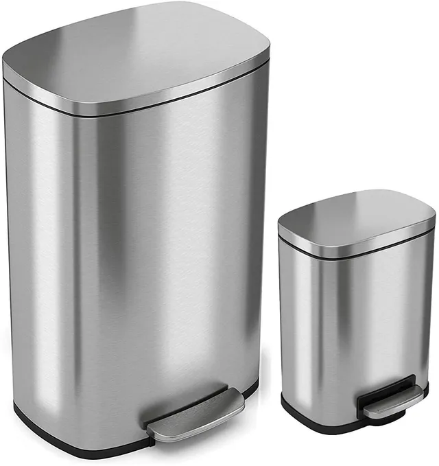 itouchless-softstep-2-pack-13-2-gallon-and-1-32-gallon-stainless-steel-step-peda image 1