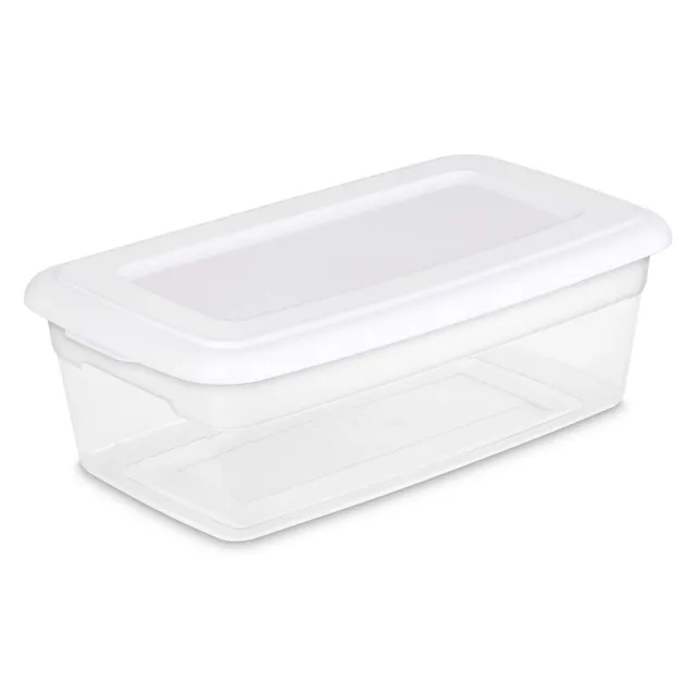 sterilite-6-quart-clear-storage-totes-with-white-lids-stackable-small-bins-36-pa image 1