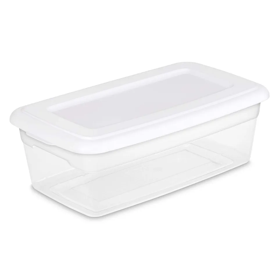 sterilite-6-quart-clear-storage-totes-with-white-lids-stackable-small-bins-36-pa image 1