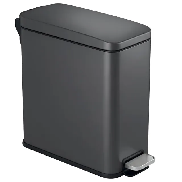 itouchless-3-gallon-11-4-liter-softstep-gunmetal-gray-stainless-steel-slim-step- image 1