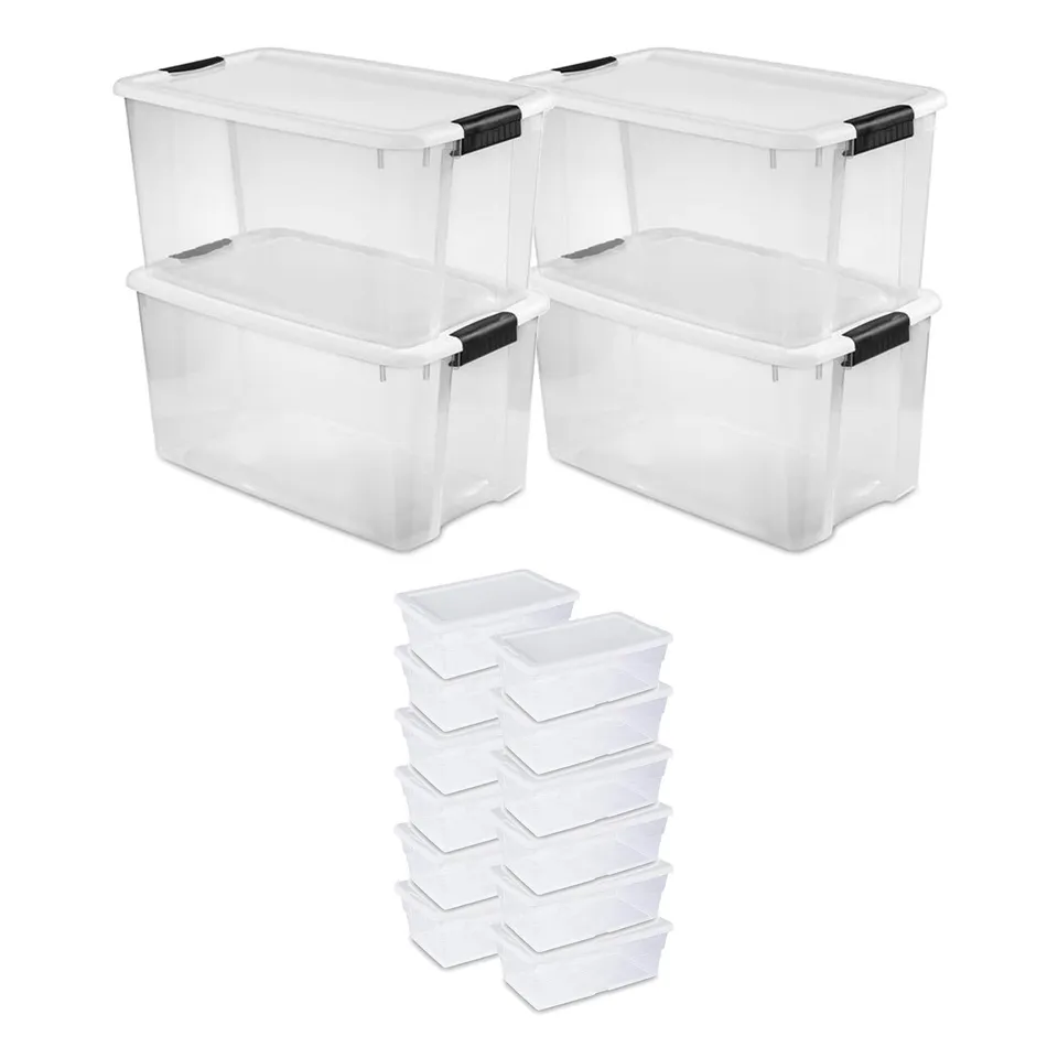 sterilite-70-quart-stackable-latching-storage-tote-4-pack-6-quart-container-12-p image 1