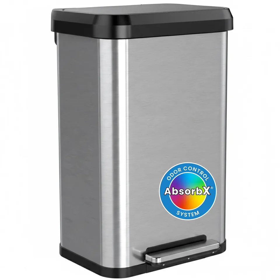 itouchless-softstep-13-2-gal-recycling-bin-with-stainless-steel-pedal-and-odor-f image 1