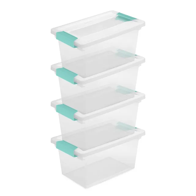 sterilite-8-pack-clip-box-stackable-clear-plastic-storage-bins-with-latching-lid image 1
