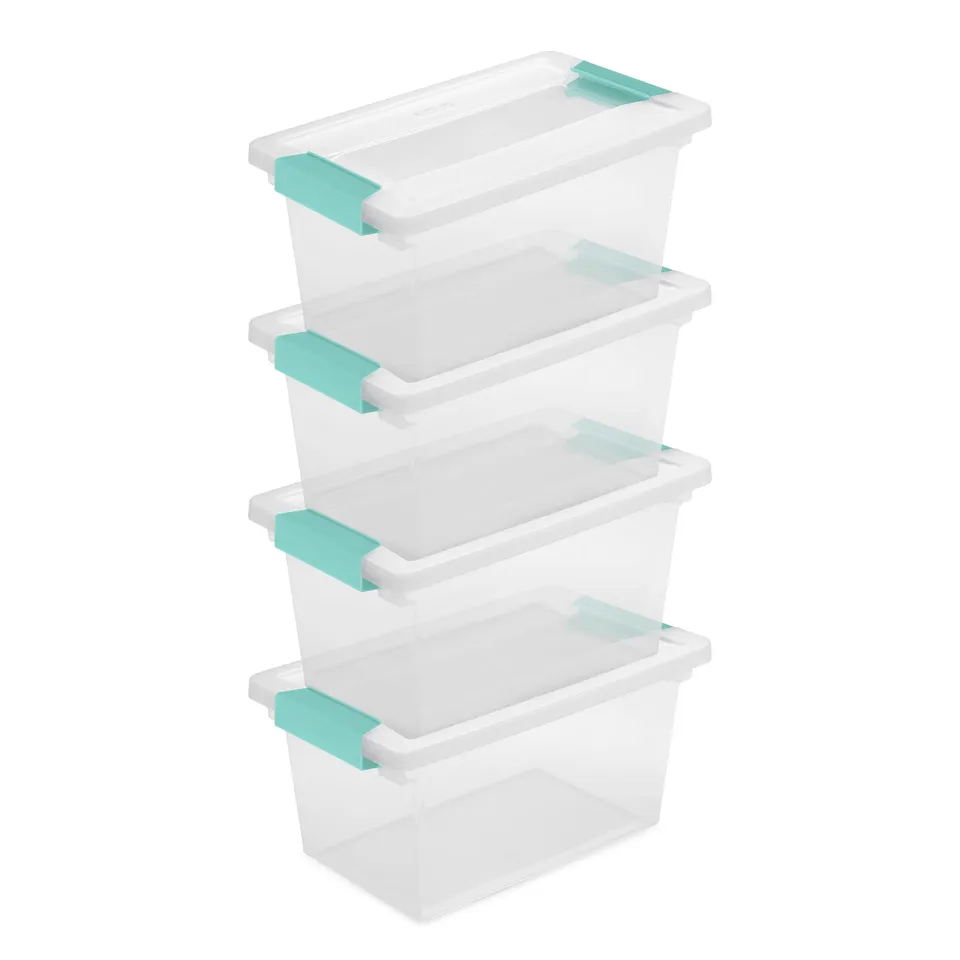sterilite-8-pack-clip-box-stackable-clear-plastic-storage-bins-with-latching-lid image 1
