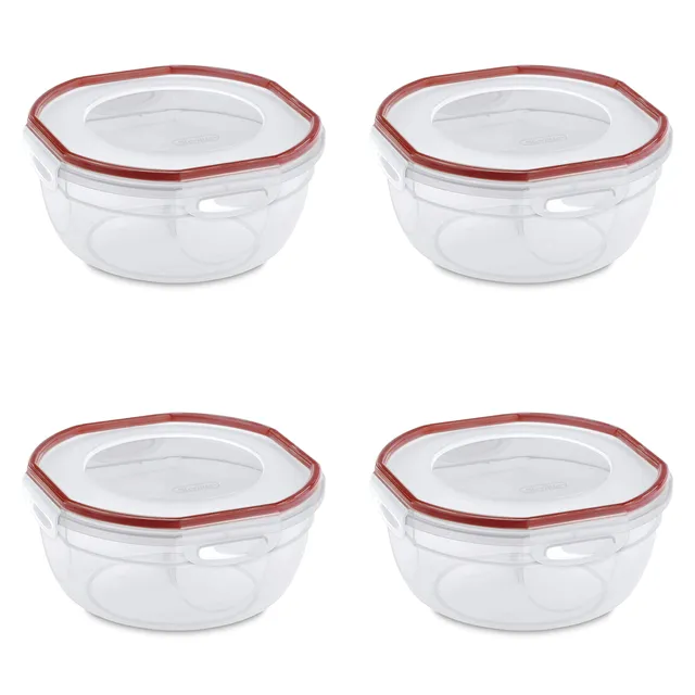 sterilite-ultra-seal-2-5-qt-bowl-airtight-food-storage-container-clear-with-red- image 1