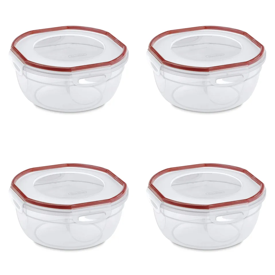 sterilite-ultra-seal-2-5-qt-bowl-airtight-food-storage-container-clear-with-red- image 1