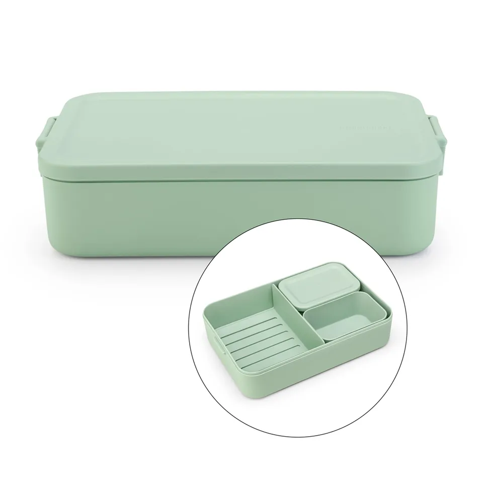 brabantia-make-take-bento-lunch-box-jade-green-2-compartments-with-lidded-pot-68 image 1