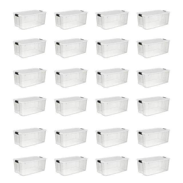 sterilite-116-quart-ultra-latching-storage-tote-box-container-clear-24-pack image 1
