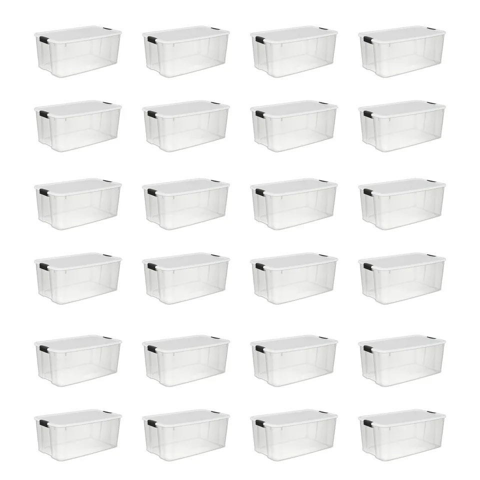 sterilite-116-quart-ultra-latching-storage-tote-box-container-clear-24-pack image 1