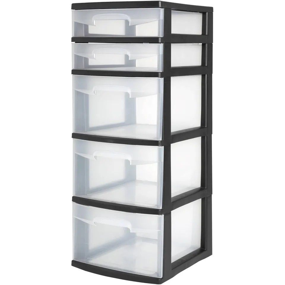 sterilite-5-drawer-tower-plastic-space-saving-home-storage-organizer-2-pack image 1