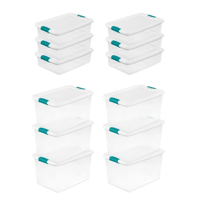 sterilite-latching-box-storage-bins-12-pack-clear-plastic-64-32-quart-heavy-duty image 1